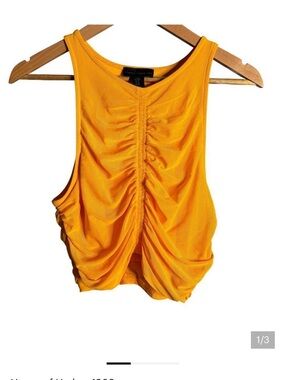 House of Harlow 1960 Ruched Crop Tank Top Golden Yellow Size M